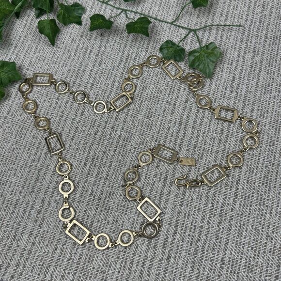 Gold Tone Belt Chain Size 42 Inches Square And Circle - Picture 1 of 6